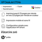 HP - Imprimante tout-en-un DeskJet 2734e avec 3 mois Instant Ink en Prime-Technologie d'impression: Jet d'encre thermique HP