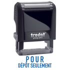 Trodat – Timbre auto-encreur Printy ''POUR DÉPÔT SEULEMENT'' encre bleue 4911-Contenu en plastique recyclé postconsommation de jusqu'à 65 %