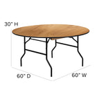 Flash Furniture – Table de banquet pliante de 60 po de diamètre, brun (YTWRFT60TBL)-La finition supérieure à enduit lustré empêche les accrocs et les éclats de nappe