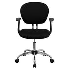 Flash Furniture - Fauteuil fonctionnel H2376FBKARMS, dossier mi-hauteur, mailles, accoudoirs fixes, noir-Chaise de travail contemporaine