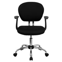 Flash Furniture - Fauteuil fonctionnel H2376FBKARMS, dossier mi-hauteur, mailles, accoudoirs fixes, noir-Chaise de travail contemporaine