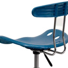 Flash Furniture - Fauteuil fonctionnel à dossier bas avec siège de type tracteur, bleu vif éclatant-Base chromée avec roulettes doubles pour tapis assurant l'équilibre et la mobilité