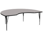 Flash Furniture – Table d’activités haricot, 48 x 72 po, stratifié haute pression 1,25 po, pattes préscolaires réglables, gris-Stratifié gris