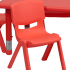 Flash Furniture – Ensemble avec table d’activités rectangulaire réglable de 24 x 48 po et 6 chaises d’école empilables, rouge-Couleur rouge primaire