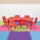 Flash Furniture – Ensemble avec table d’activités rectangulaire réglable de 24 x 48 po et 6 chaises d’école empilables, rouge-Capacité de charge statique de 220 lb