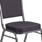 Flash Furniture – Chaises empilables Hercules de la série Crown avec motifs noirs et cadre argenté, 4/pqt-Rembourrage en tissu noir à motifs