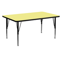 Flash Furniture – Table d’activités rectangulaire de 30 x 60 po, surface thermofusionnée, pattes préscolaires réglables, jaune-Stratifié jaune