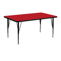 Flash Furniture – Table d’activités rectangle 24 x 48 po, stratifié haute pression de 1,25 po, pattes préscolaires, rouge-Stratifié rouge