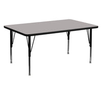 Flash Furniture – Table d’activités rect., 30 x 60 po, stratifié haute pression 1 1/4 po, pattes préscolaires réglables, gris-Stratifié gris