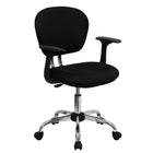 Flash Furniture - Fauteuil fonctionnel H2376FBKARMS, dossier mi-hauteur, mailles, accoudoirs fixes, noir-Rembourrage en maille noire