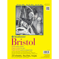 Strathmore - Bloc de papier Bristol - velin - serie 300 - 9po L x 12po H - blanc reliure à ruban adhesif-20 feuilles(P342-109-6)-Les artistes adorent le papier Bristol pour sa rigidite et sa surface de dessin.