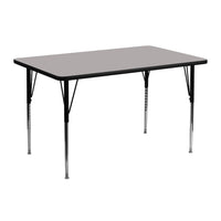 Flash Furniture – Table d’activités rect., 24x48 po., surf. laminée haute pression, 1,25 po, haut. standard et réglable, gris-Stratifié gris