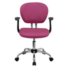 Flash Furniture - Fauteuil fonctionnel H2376FPINKARMS, dossier mi-hauteur, mailles, accoudoirs fixes, rose-Chaise de travail contemporaine