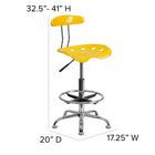 Flash Furniture – Tabouret de dessinateur éclatant avec siège tracteur, jaune-orange-Appui-pieds circulaire en chrome