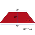 Flash Furniture – Table d’activités, trapèze, 24 x 48 po, stratifié haute pression 1,25 po, pattes standards réglables, rouge-Dimensions : 21 1/4 à 30 1/4 haut. x 20 larg. x 45 1/4 prof. (po)