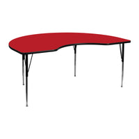 Flash Furniture – Table d’activités haricot, 48 x 72 po, surface stratifiée haute pression de 1,25 po, pattes réglables, rouge-Stratifié, rouge