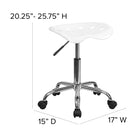 Flash Furniture – Tabouret brillant avec siège de type tracteur, 25,75 po, blanc (LF214AWHITE)-Base chromée résistante à toute épreuve