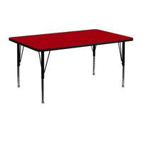 Flash Furniture – Table d’activités rectangulaire ( 24 x 48 po), surface thermofusionnée, pattes préscolaires réglables, rouge-Table d'activités rectangulaire populaire