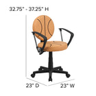 Flash Furniture – Fauteuil fonctionnel à motif de basketball, orange et noir-Appui-bras en nylon