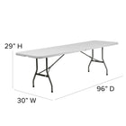 Flash Furniture – Table pliante à deux battants de 96 po, blanc granite (RB3096FH)-Dessus imperméable, résistant aux impacts et aux taches