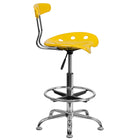 Flash Furniture – Tabouret de dessinateur éclatant avec siège tracteur, jaune-orange-Siège de tracteur moulé pour confort