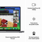 Apple - MacBook Pro 14 po - M3 - 8 Go - 512 Go SSD - Gris cosmique - Anglais-Pleine compatibilité - Toutes vos apps pros s’exécutent en un flash - même Adobe Creative Cloud, Xcode d’Apple, Microsoft 365, Medivis SurgicalAR et bon nombre d’apps populaires pour iPhone ou iPad4