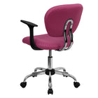 Flash Furniture - Fauteuil fonctionnel H2376FPINKARMS, dossier mi-hauteur, mailles, accoudoirs fixes, rose-Siège et dossier rembourrés en maille