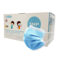 SMP Canadian - ASTM Niveau 3 Masques faciaux à 3 plis pour enfants - 50 pcs x 10 Pack-Fabrique au Canada : Tous nos masques faciaux ASTM sont conçus, fabriques et emballes en Ontario, Canada.