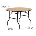 Flash Furniture – Table de banquet pliante de 48 po de diamètre, brun (YTWRFT48TBL)-Pattes en forme de Y revêtues en poudre noire