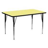 Flash Furniture – Table d’activités trapézoïdale, surface thermofusionnée de 30 x 60 (po) et pattes standards ajustables, jaune-Stratifié jaune