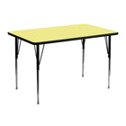 Flash Furniture – Table d’activités rectangulaire de 30 x 48 po, surface thermofusionnée, pattes standards réglables, jaune-Stratifié jaune