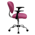 Flash Furniture - Fauteuil fonctionnel H2376FPINKARMS, dossier mi-hauteur, mailles, accoudoirs fixes, rose-Dossier mi-hauteur