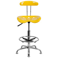 Flash Furniture – Tabouret de dessinateur éclatant avec siège tracteur, jaune-orange-Tabouret de dessinateur contemporain