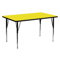 Flash Furniture – Table d’activités rectangle, 24 x 60 po, surface stratifiée haute pression de 1,25 po, pattes réglables, jaune-Stratifié jaune