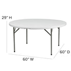 Flash Furniture – Table pliante de 60 pouces de diamètre, blanc granit (DADYCZ154GW)-Pattes de verrouillage revêtues de poudre grise