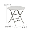 Flash Furniture – Table pliante de 31,5 po de diamètre, blanc (RB32RGW)-Pattes en croix enduites de poudre grise