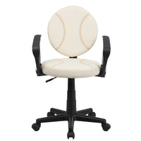 Flash Furniture – chaise de travail au design baseball avec accoudoirs, crème et brun-Chaise de travail inspirée par le sport