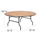 Flash Furniture – Table de banquet pliante de 72 po de diamètre, brun (YTWRFT72TBL)-Pattes en forme de Y revêtues en poudre noire