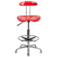 Flash Furniture – Tabouret de dessinateur éclatant avec siège tracteur, rouge-Tabouret de dessinateur contemporain