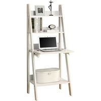 Monarch Specialties - 7040 Bureau - Bureau À Domicile - Penché - 61"H - Travail - Stratifié - Blanc-3 tablettes de style échelle pour livres ou autres objets décoratifs