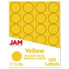 JAM Paper - Joints d'autocollants pour étiquettes circulaires - 1 2/3 po de diamètre - Jaune - Paquet de 120-Emballage anglais seulement