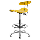 Flash Furniture – Tabouret de dessinateur éclatant avec siège tracteur, jaune-orange-Construction en polymère haute densité