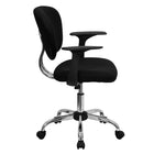 Flash Furniture - Fauteuil fonctionnel H2376FBKARMS, dossier mi-hauteur, mailles, accoudoirs fixes, noir-Dossier mi-hauteur