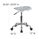 Flash Furniture – Tabouret de couleur vive avec siège de type tracteur, 25,75 po, argenté (LF214ASILVER)-Base chromée résistante à toute épreuve