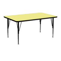 Flash Furniture – Table d’activités rectangulaire ( 24 x 48 po), surface thermofusionnée, pattes préscolaires réglables, jaune-Table d'activités rectangulaire populaire