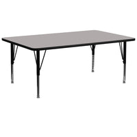 Flash Furniture – Table d’activités rect., 30 larg. x 72 long., surface haute pression de 1,25 po, pattes présc. régl., gris-Stratifié gris