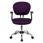 Flash Furniture - Fauteuil fonctionnel H2376FPURARMS, dossier mi-hauteur, mailles, accoudoirs fixes, mauve-Chaise de travail contemporaine