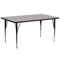 Flash Furniture – Table d’activités rect., surface haute pression 30 x 72 po, épaisseur de 1,25 po et pattes ajustables, gris-Stratifié gris