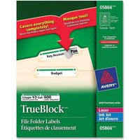 Avery Étiquettes de classement vertes TrueBlock pour imprimantes au laser, 2/3 po x 3 7/16 po, paq./600-Créez des étiquettes de classement d''allure professionnelle pour une référence facile et rapide