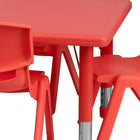 Flash Furniture – Ensemble avec table d’activités rectangulaire réglable de 24 x 48 po et 6 chaises d’école empilables, rouge-L'ensemble comprend: Table rectangulaire et 6 chaises empilables